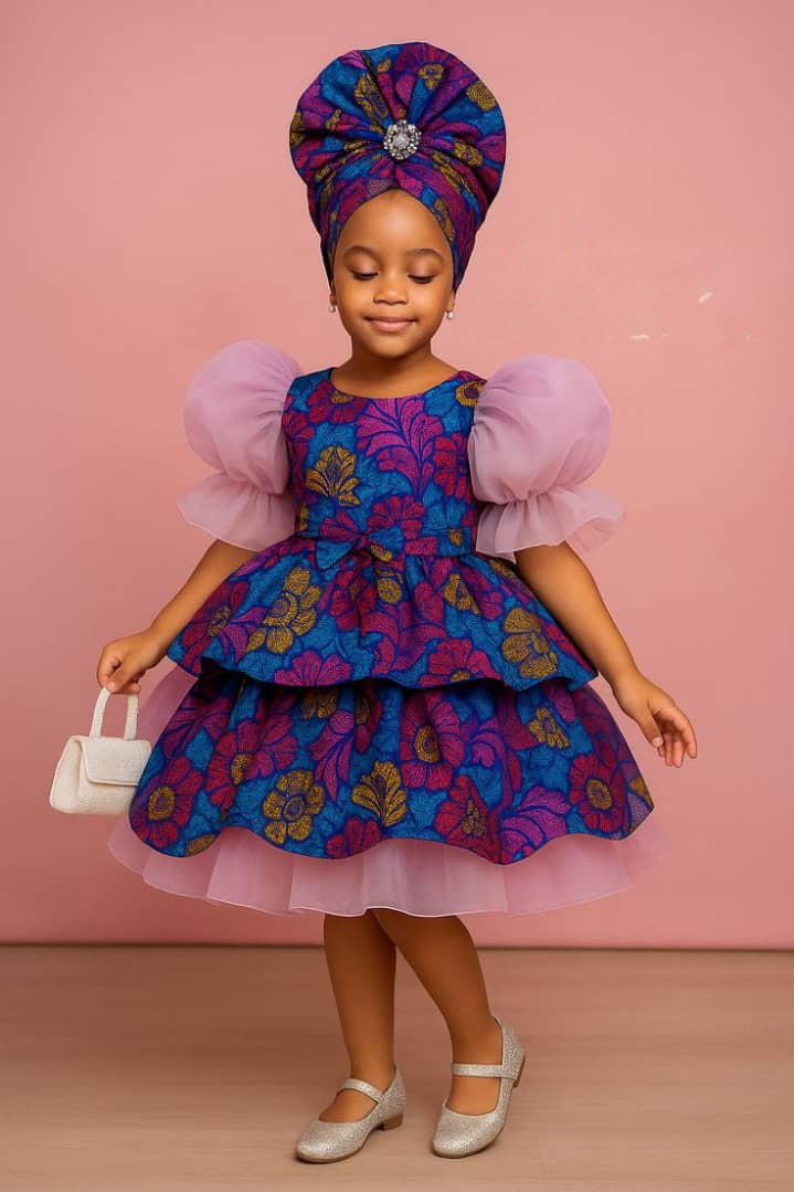 Classic Bloom Girls Ankara Dress